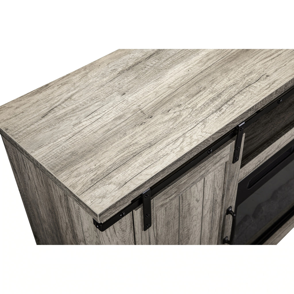 FFP20272 54" TV Stand with 18" Electric Fireplace & 2 Barn Door-Grey