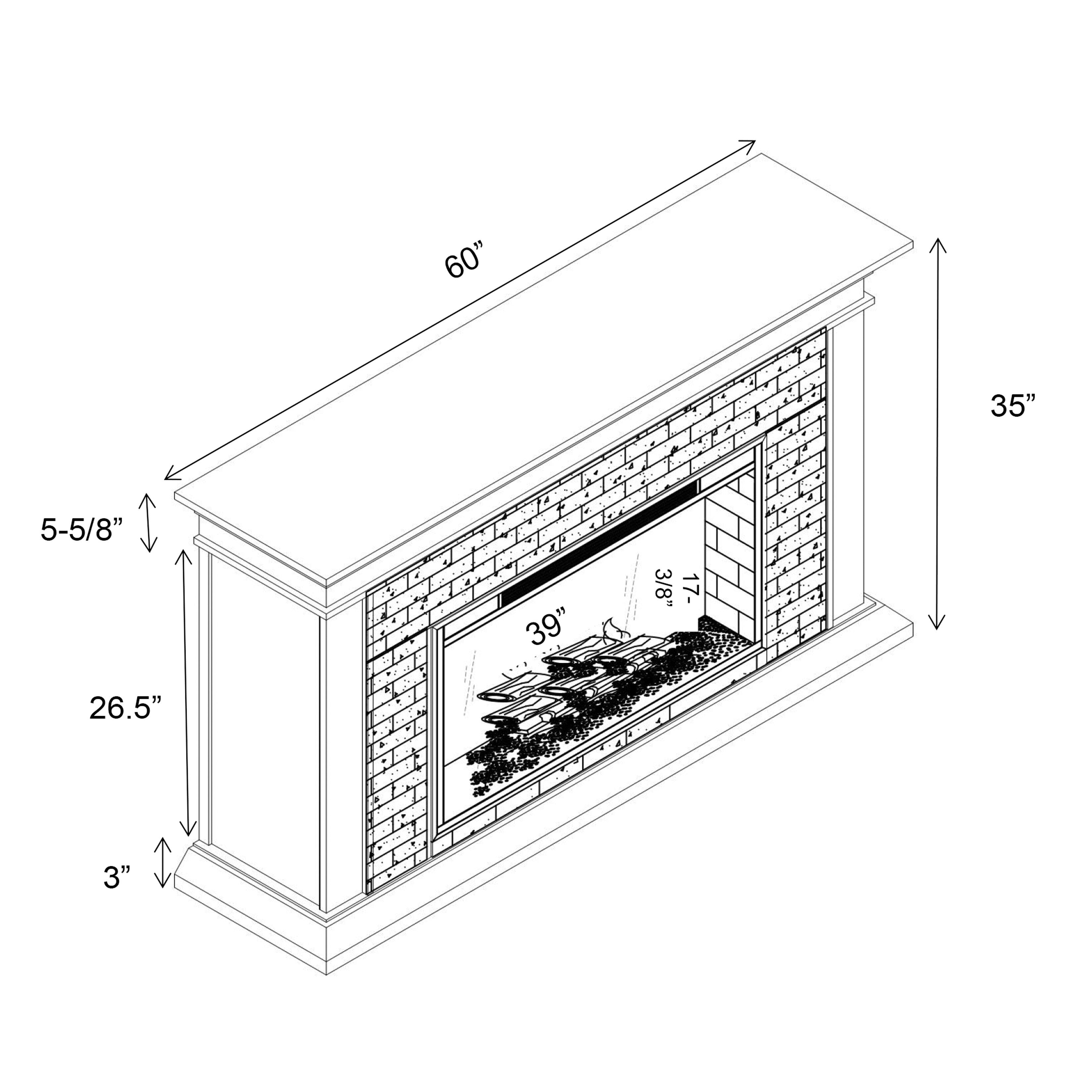 FFP22007 60" Electric Fireplace Mantel with Faux Brick-White