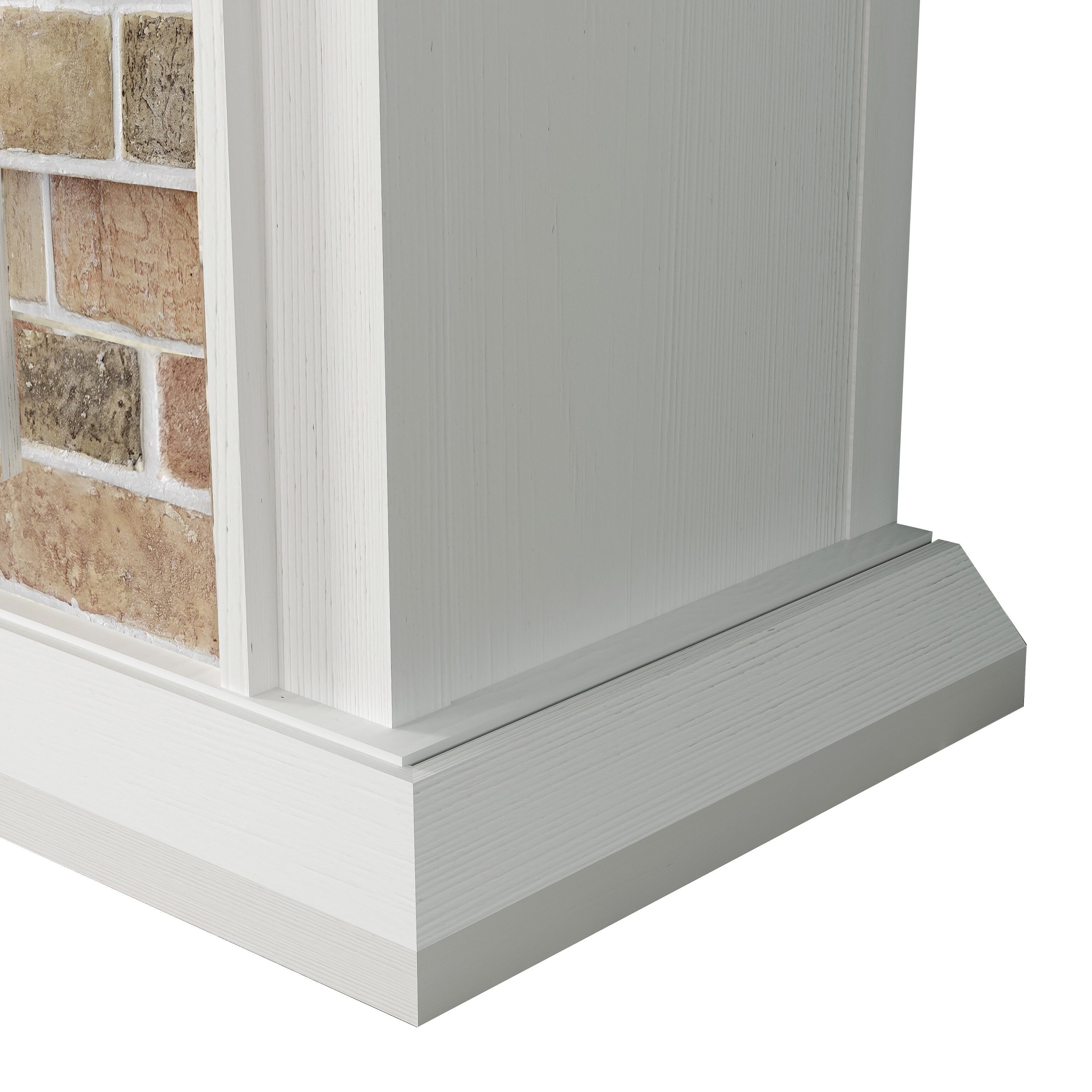 FFP22007 60" Electric Fireplace Mantel with Faux Brick-White