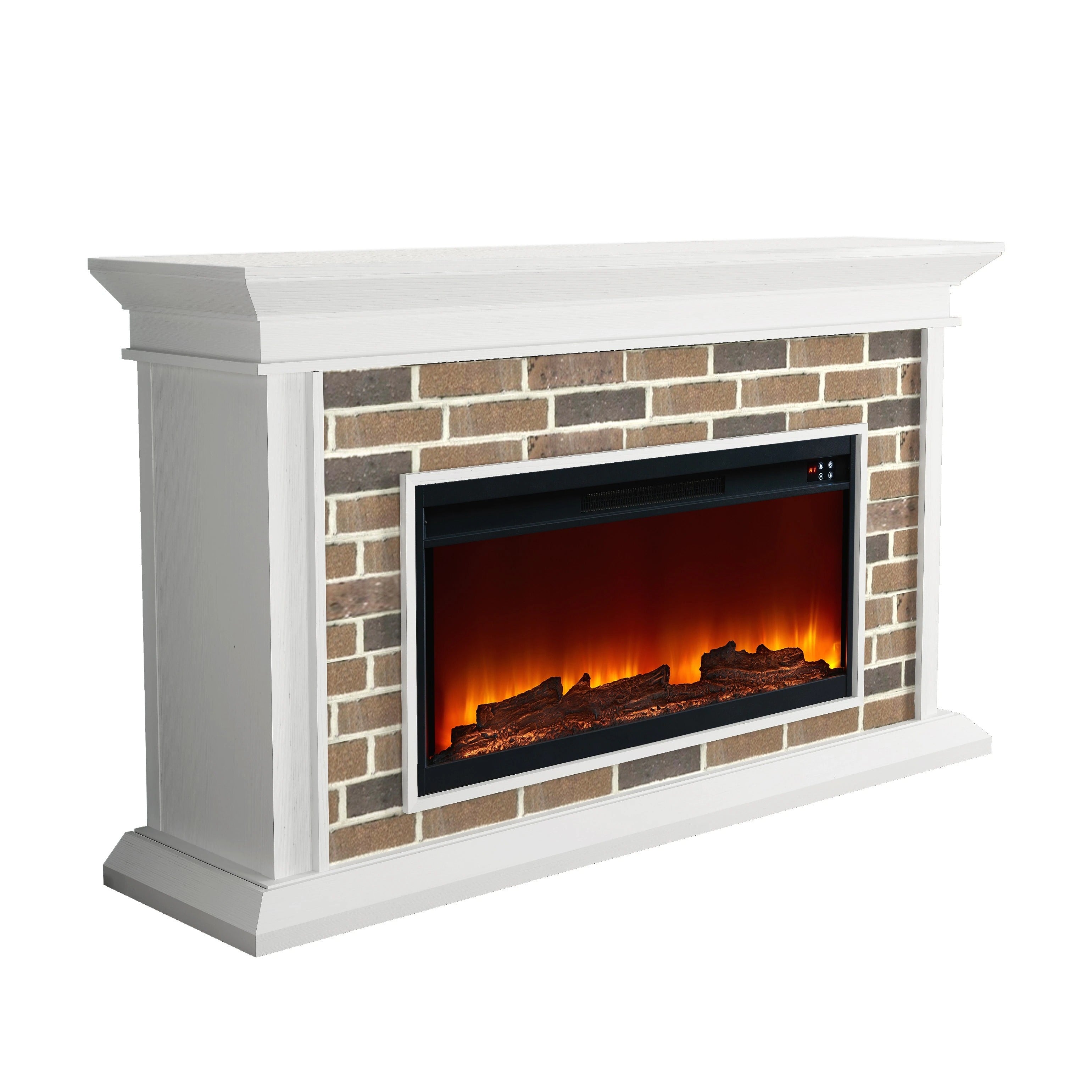 FFP22007 60" Electric Fireplace Mantel with Faux Brick-White