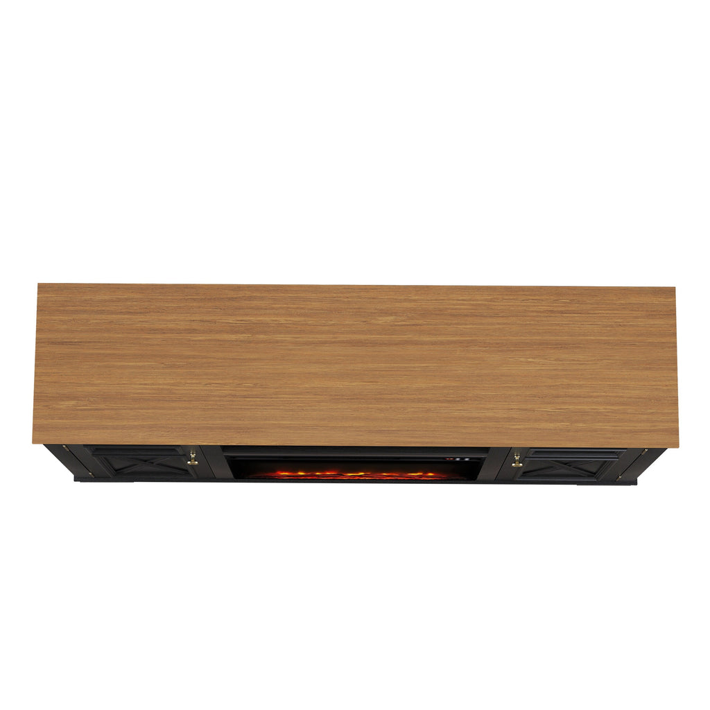 FTS24282 61" TV Stand with 26" Electric Fireplace-Black