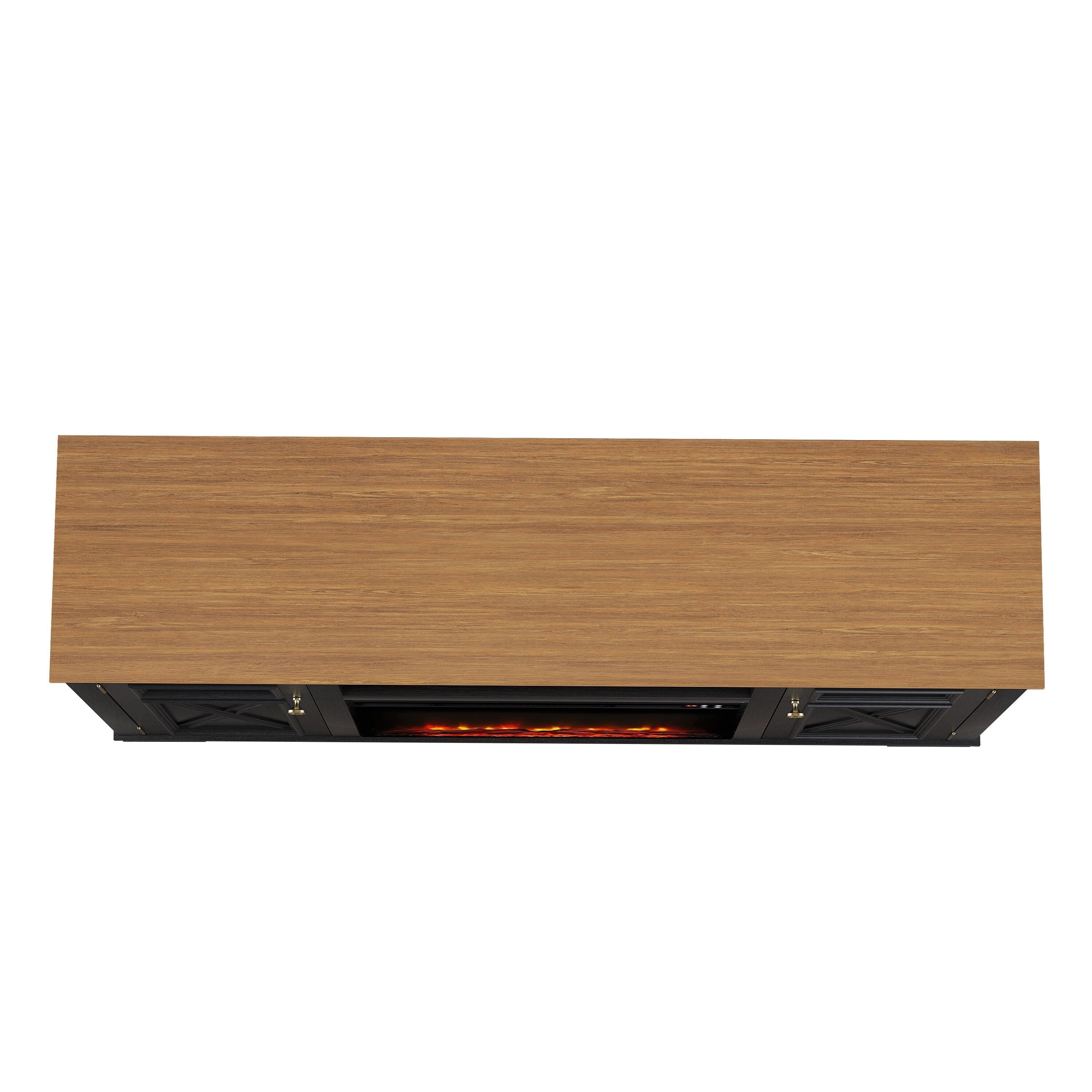 FTS24282 61" TV Stand with 26" Electric Fireplace-Black