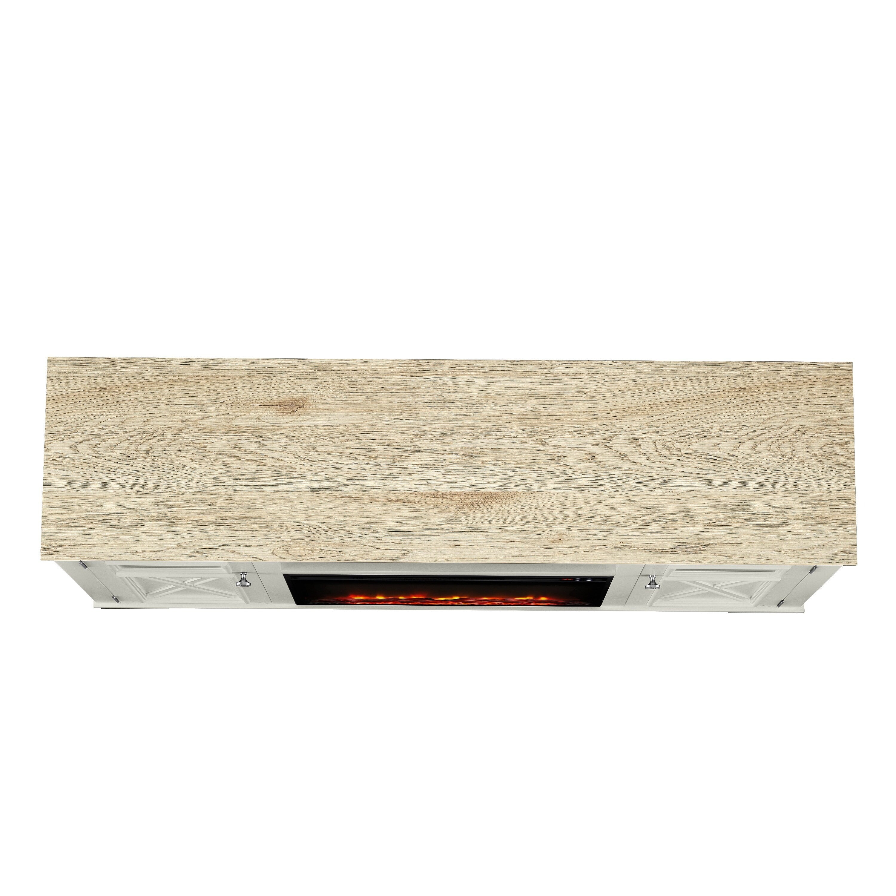 FTS24283 61" TV Stand with 26" Electric Fireplace-White