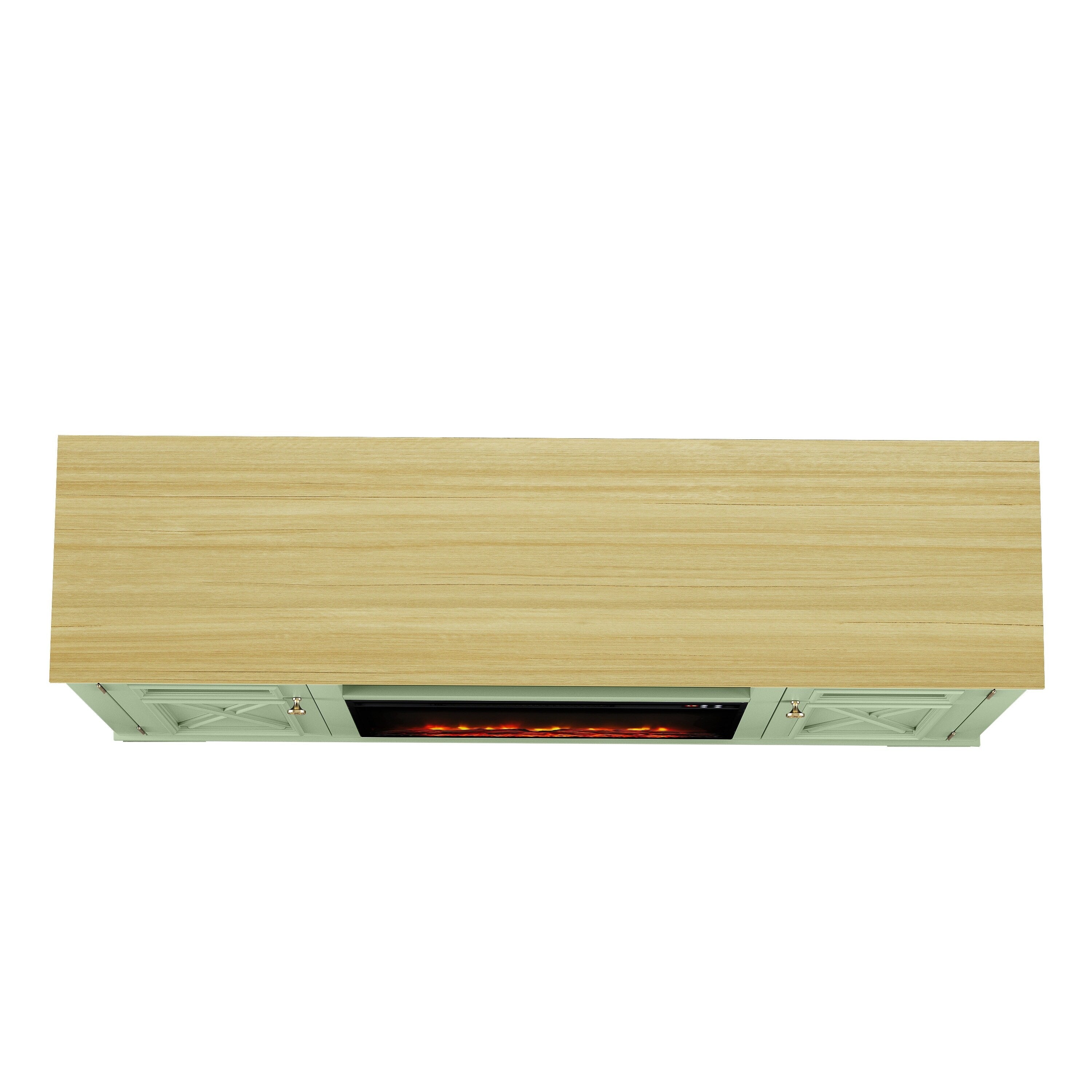 FTS24281 61" TV Stand with 26" Electric Fireplace-Green