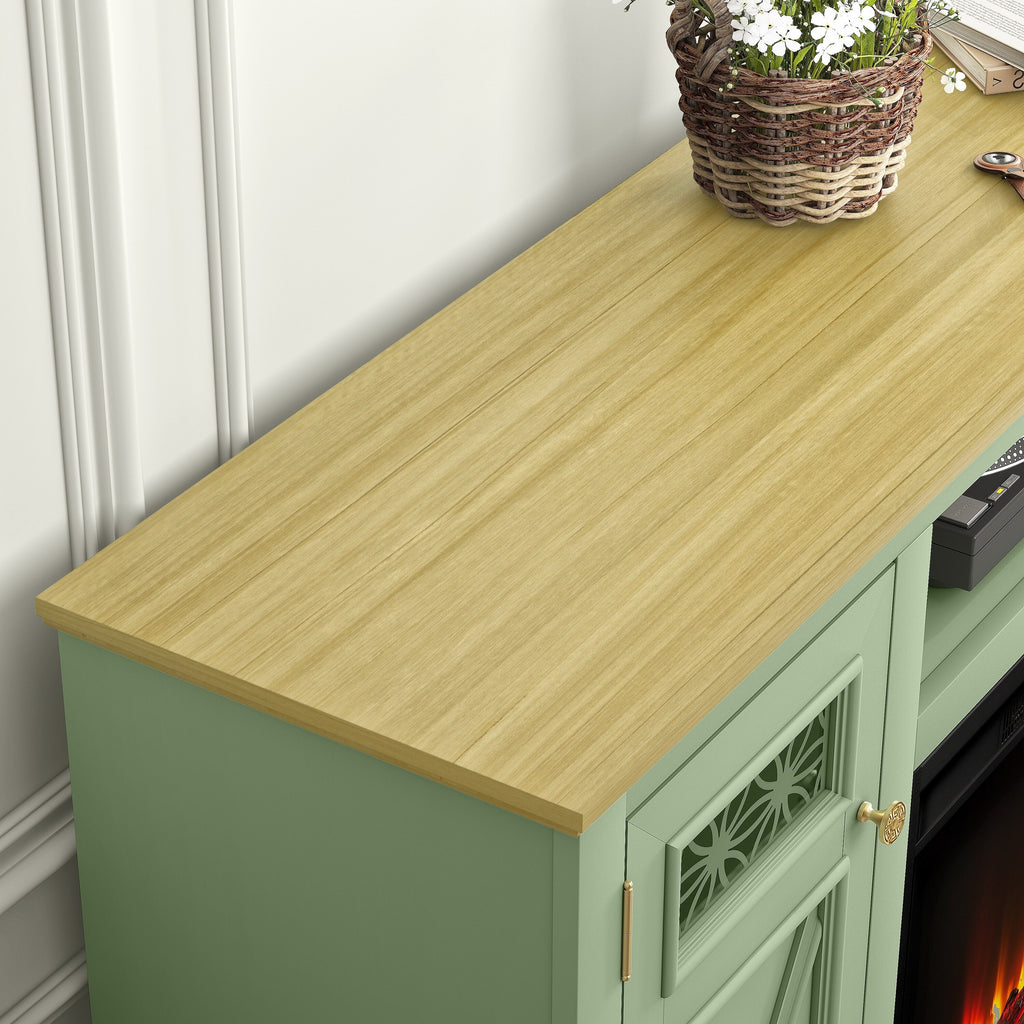 FTS24281 61" TV Stand with 26" Electric Fireplace-Green