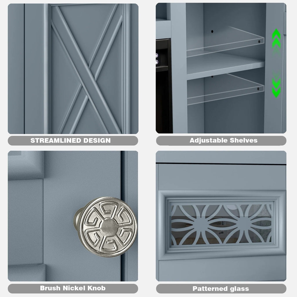 FTS24280 61" TV Stand with 26" Electric Fireplace-Blue