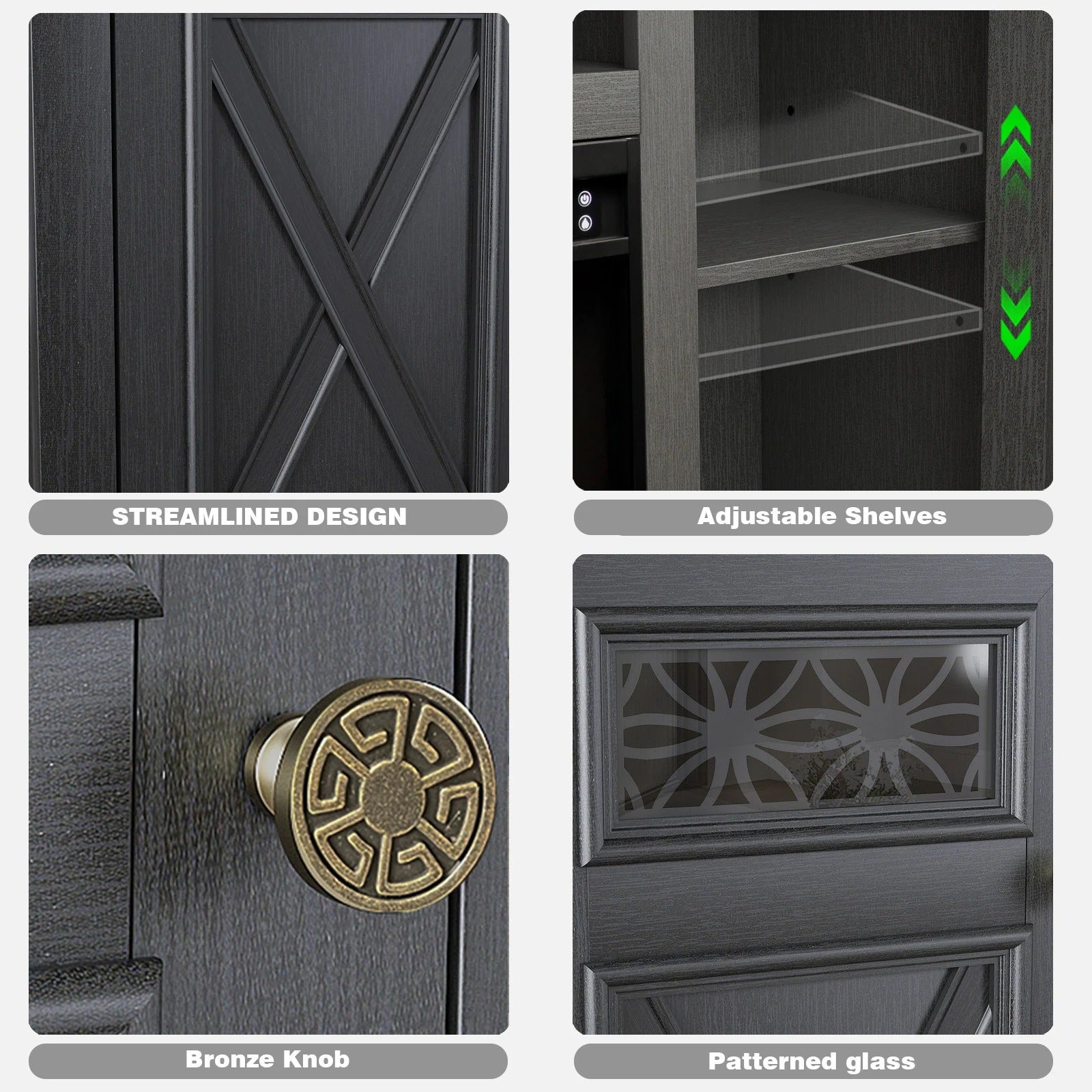 FTS24282 61" TV Stand with 26" Electric Fireplace-Black