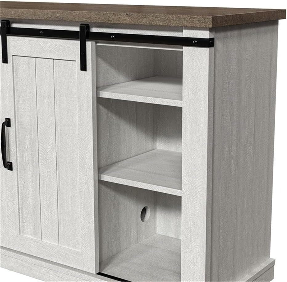 FFP20271 54" TV Stand with 18" Electric Fireplace & 2 Barn Door-White