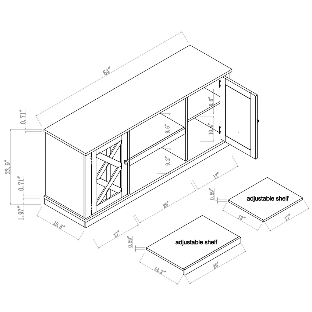 FTS21335 64" TV Stand-OffWhite