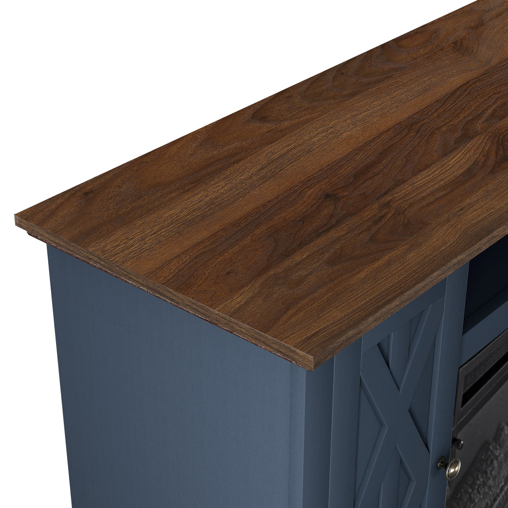 FTS22201 68" TV Stand with 36" Electric Fireplace-Navy