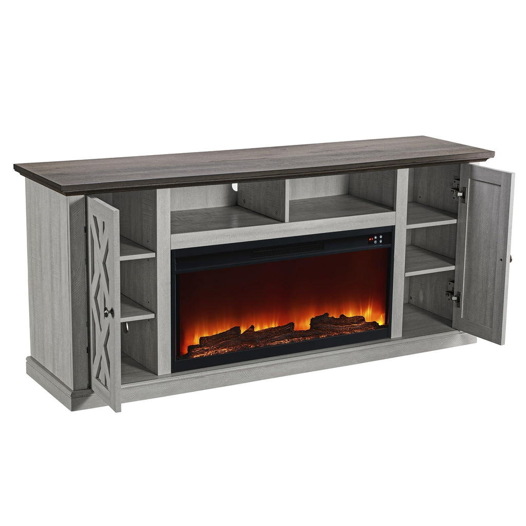 FTS21200 68" TV Stand with 36" Electric Fireplace-White