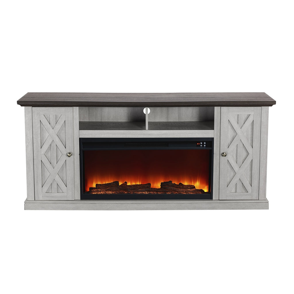 FTS21200 68" TV Stand with 36" Electric Fireplace-White