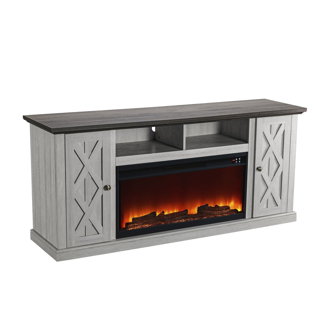FTS21200 68" TV Stand with 36" Electric Fireplace-White