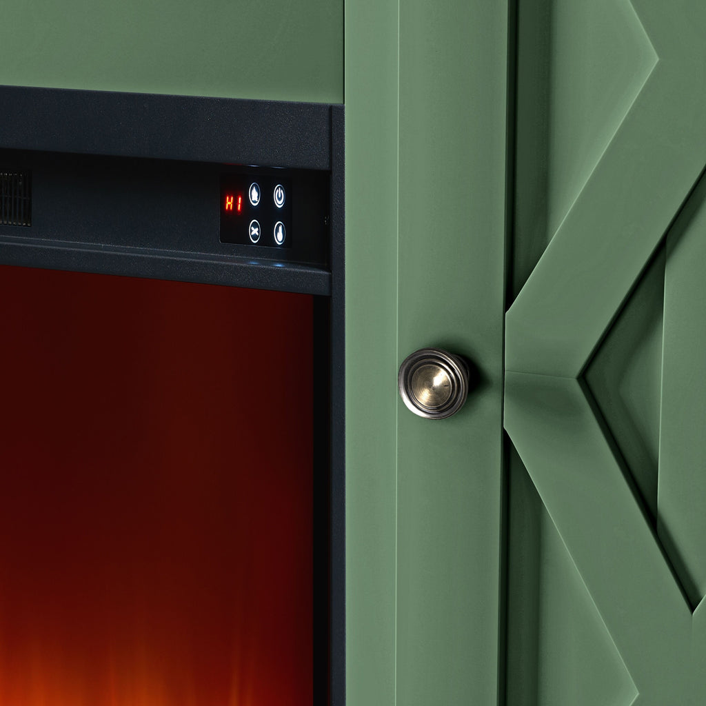 FTS22202 68" TV Stand with 36" Electric Fireplace-Green