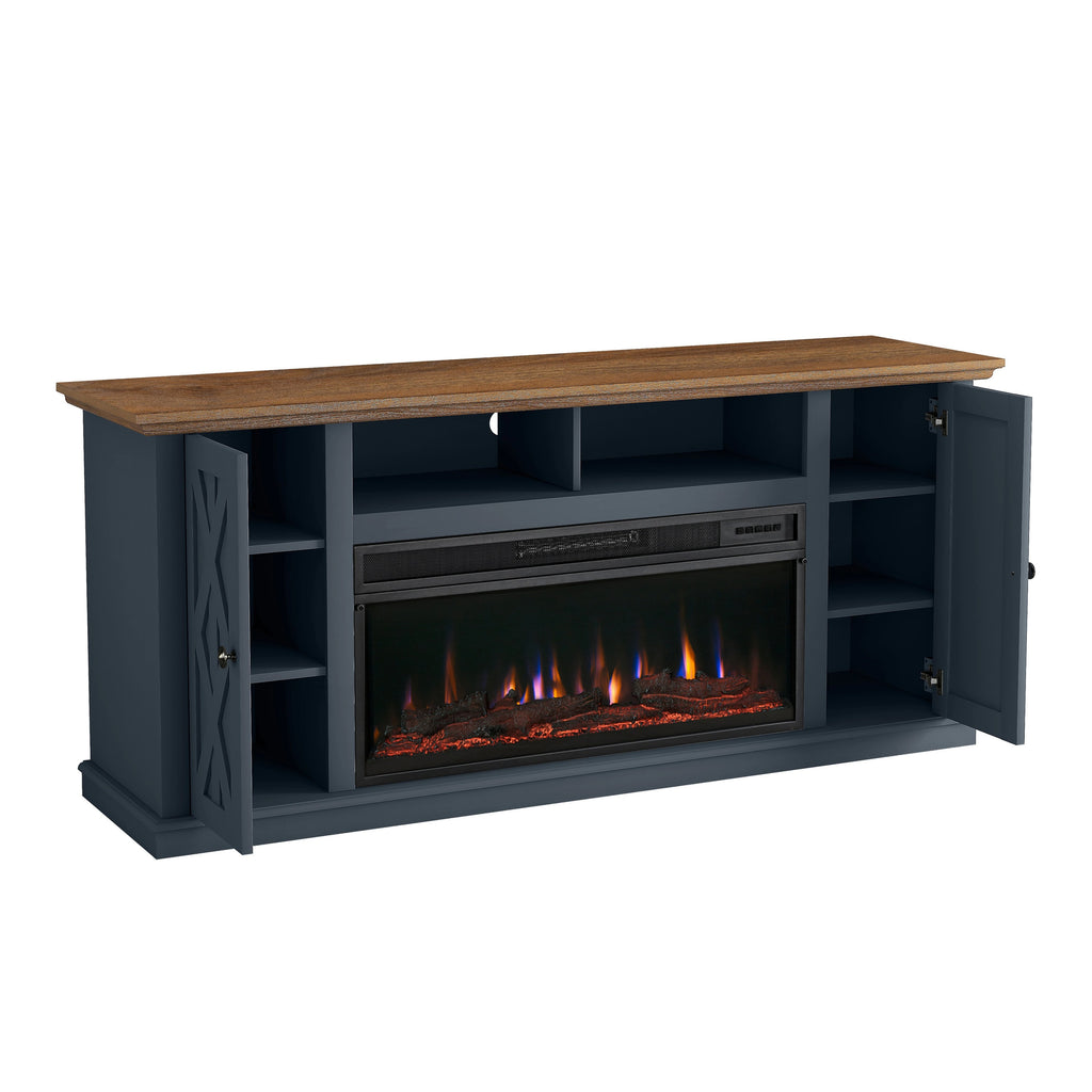 FTS22201 68" TV Stand with 36" Electric Fireplace-Navy