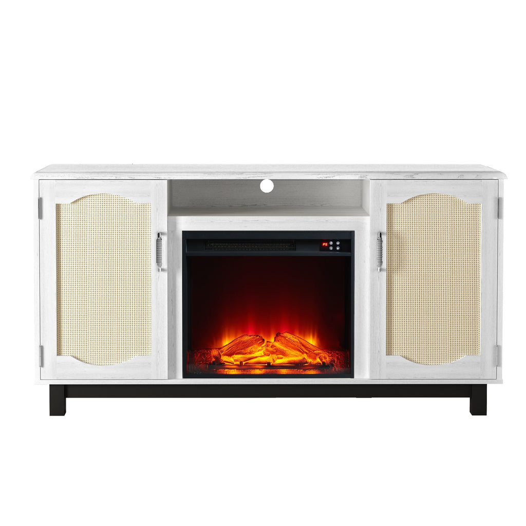 FTS23216 63" TV Stand with 23" Electric Fireplace-White