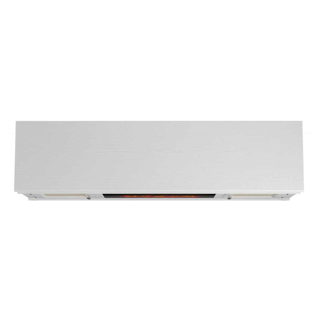 FTS23222 63" TV Stand with 26" Electric Fireplace-White