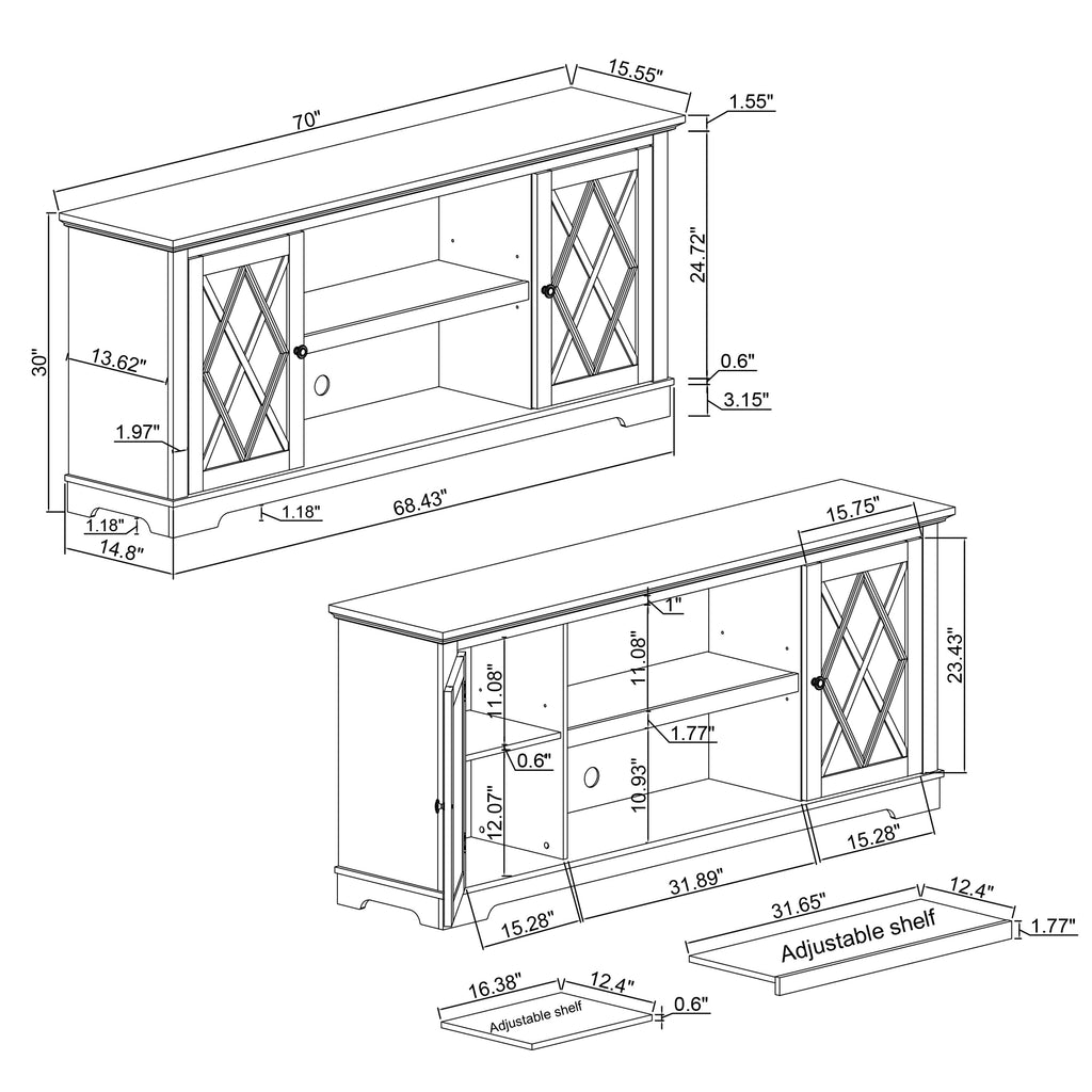 FTS22510 70" TV Stand-Brown