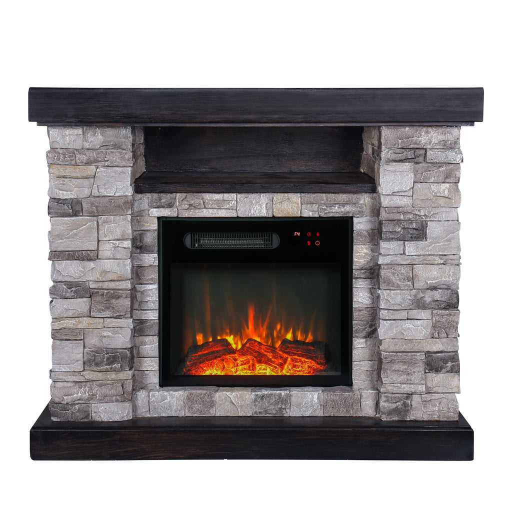 FFP20163 40" Electric Fireplace Mantel with Faux Brick-Grey