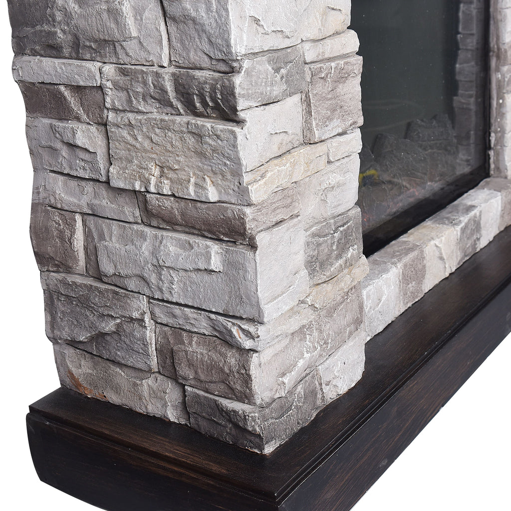 FFP20163 40" Electric Fireplace Mantel with Faux Brick-Grey