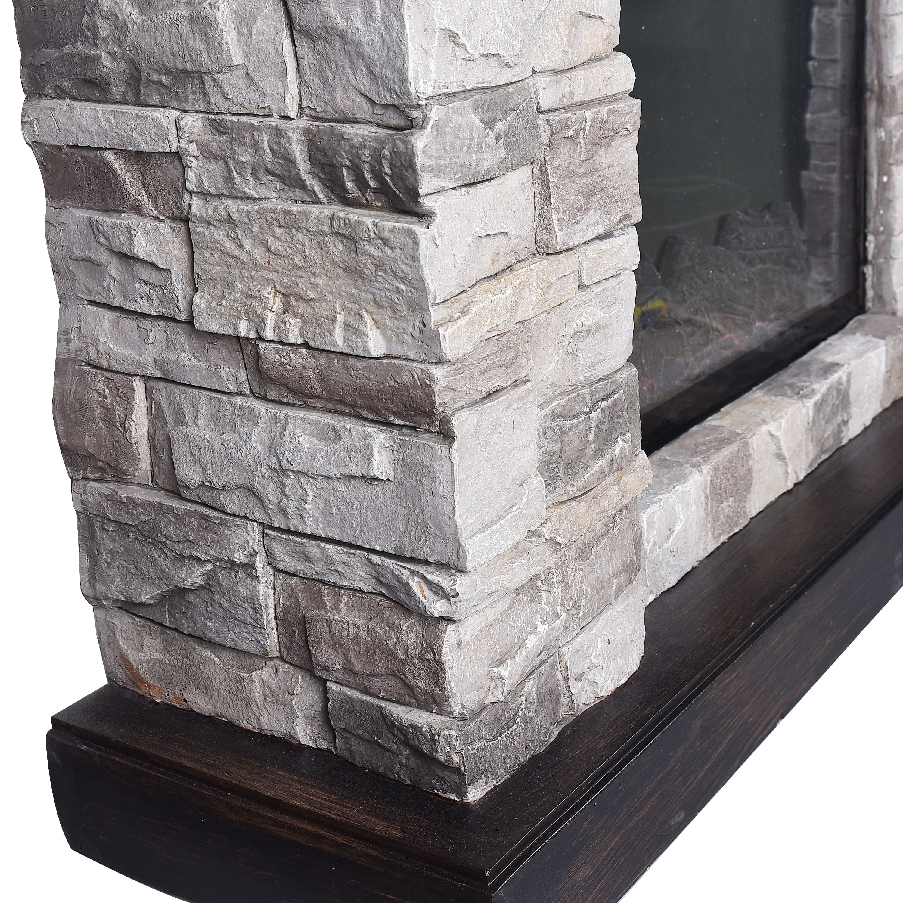 FFP20163 40" Electric Fireplace Mantel with Faux Brick-Grey