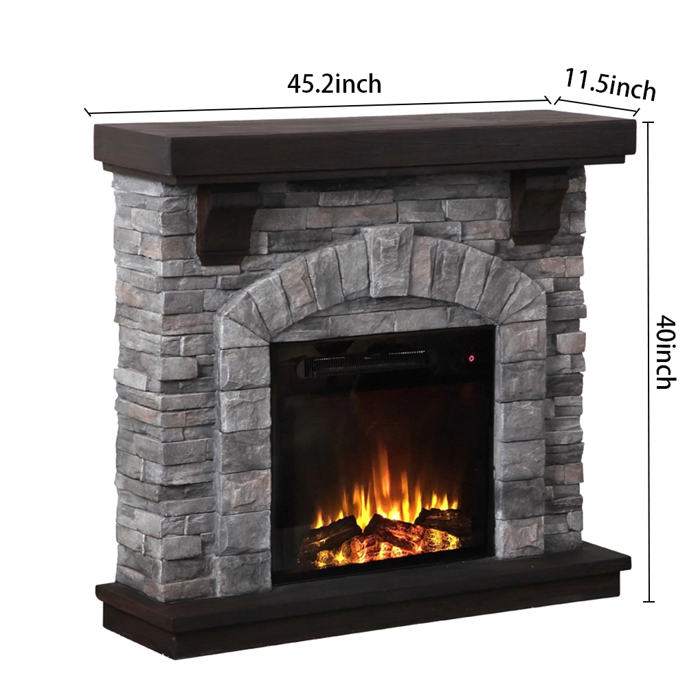 FFP20121 45" Electric Fireplace Mantel with Faux Brick-Grey