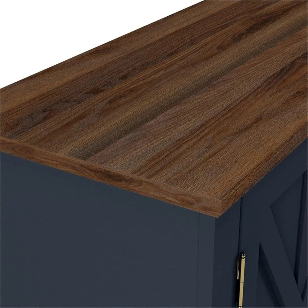 FTS22319 70" TV Stand with 26" Electric Fireplace-Navy