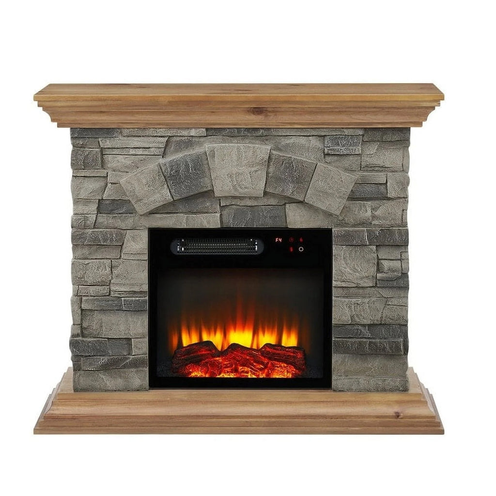 FFP21233 40" Electric Fireplace Mantel with Faux Brick-Brown