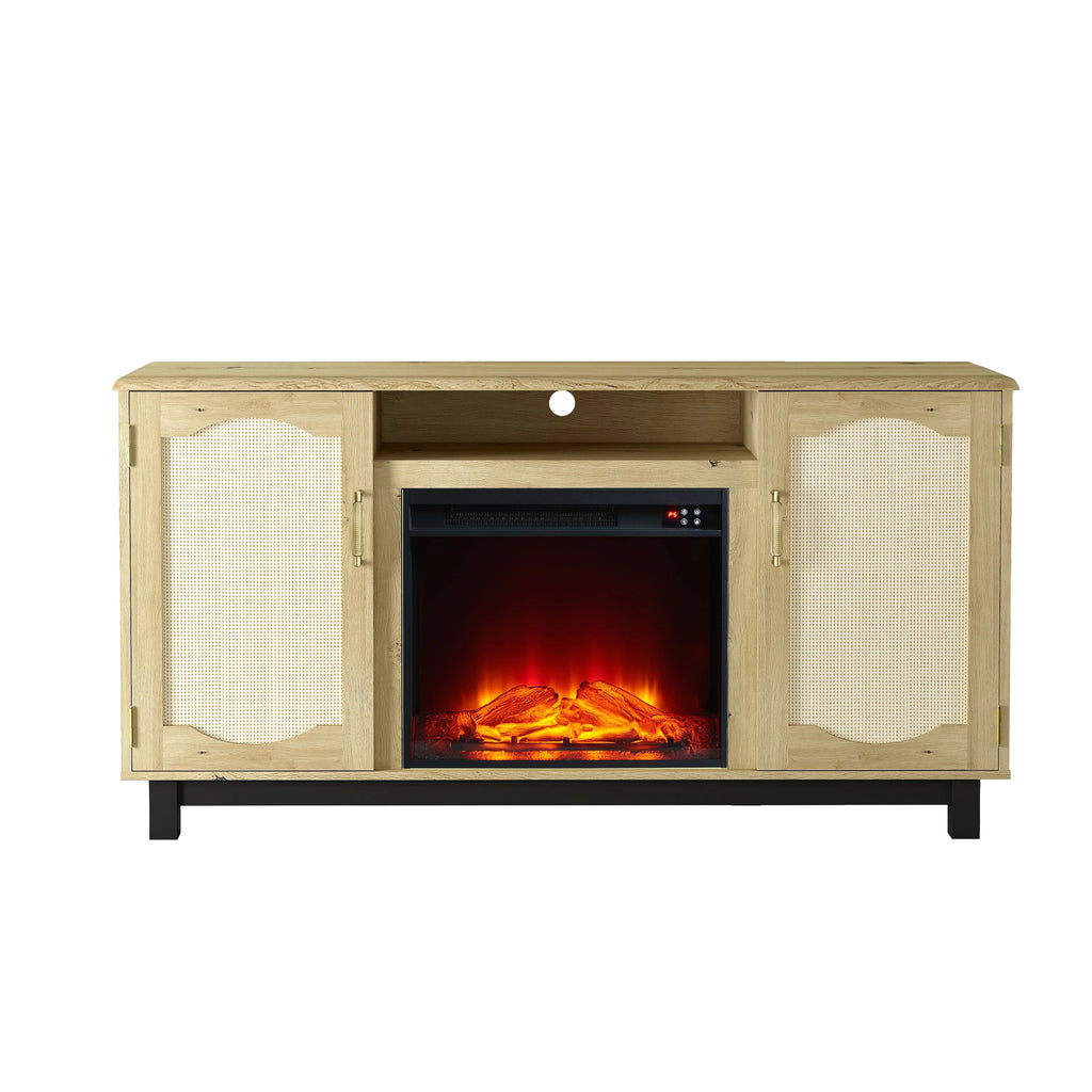 FTS23217 63" TV Stand with 23" Electric Fireplace-Walnut