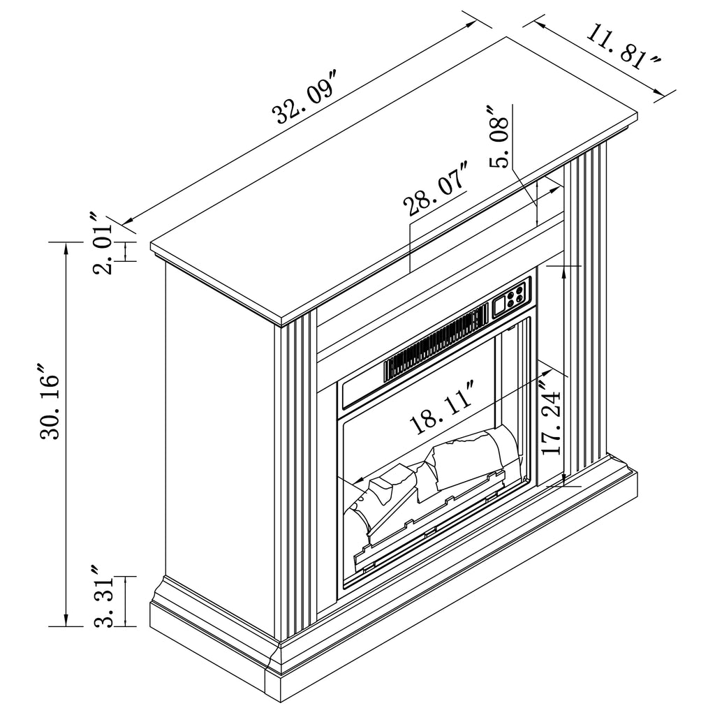 FFP23342 32" Electric Fireplace Mantel-Walnut