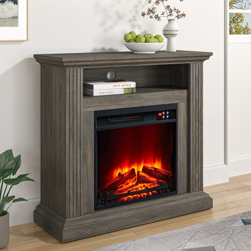 FFP23341 32" Electric Fireplace Mantel-Brown