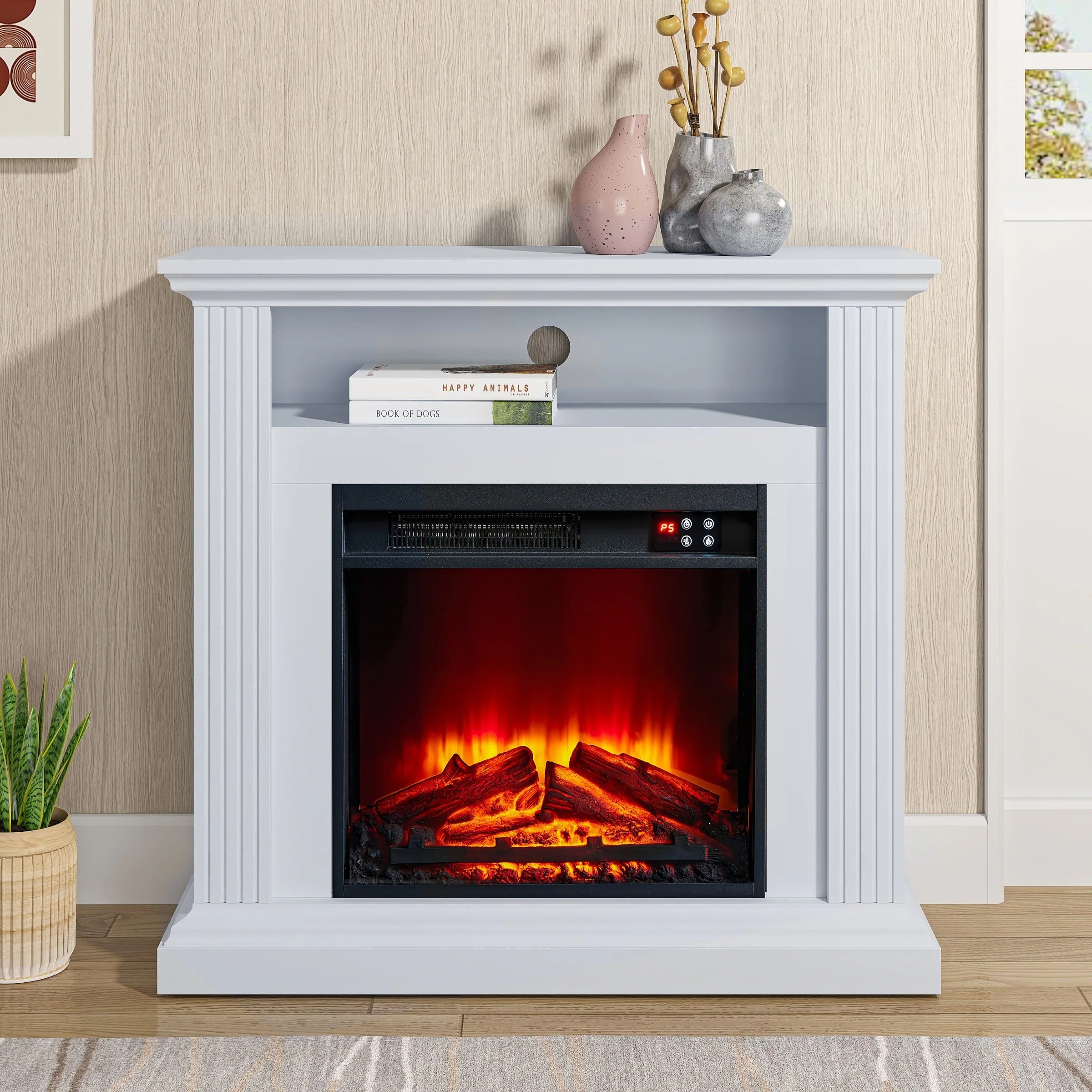 FFP23340 32" Electric Fireplace Mantel-White