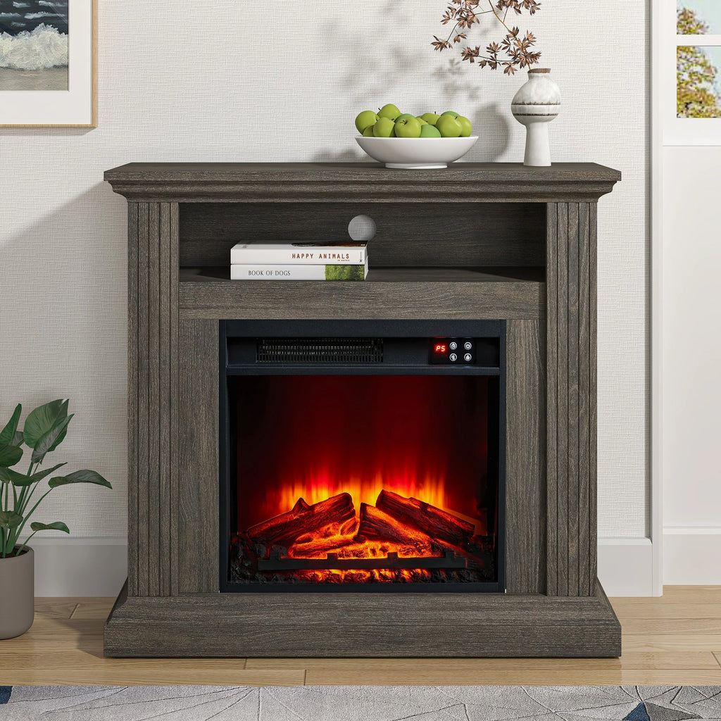 FFP23341 32" Electric Fireplace Mantel-Brown