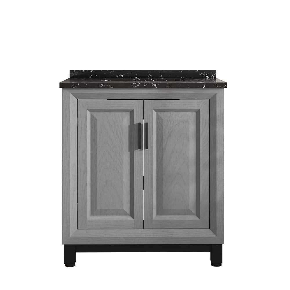 30" FBV21011 Freestanding Bathroom Vanity with Marble Top-Grey