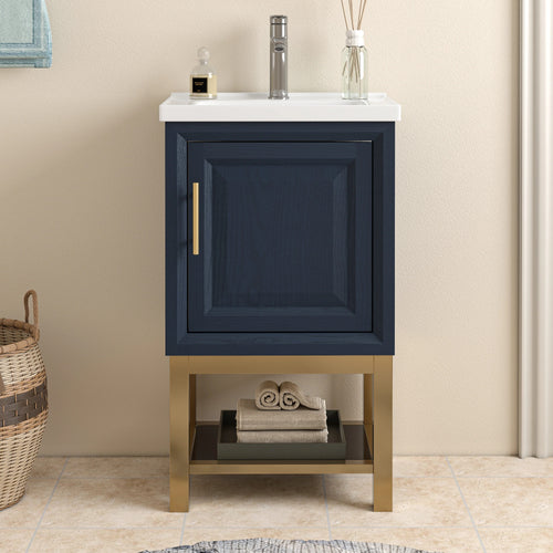 20" FBV24210 Freestanding Bathroom Vanity with Ceramic Top-Blue