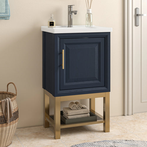 20" FBV24210 Freestanding Bathroom Vanity with Ceramic Top-Blue