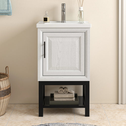 20" FBV24212 Freestanding Bathroom Vanity with Ceramic Top-White