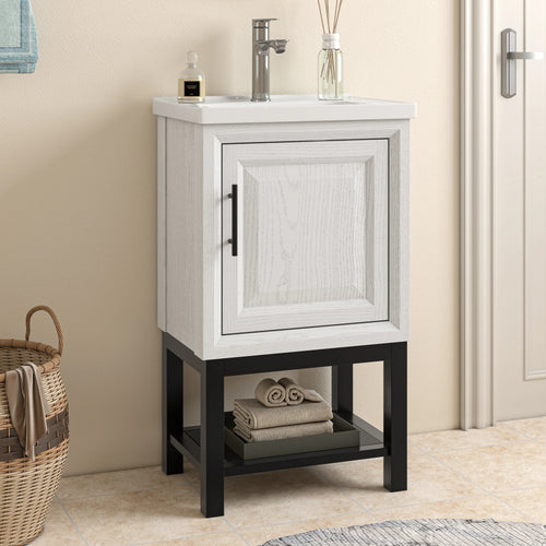 20" FBV24212 Freestanding Bathroom Vanity with Ceramic Top-White
