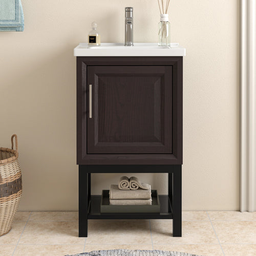 20" FBV24213 Freestanding Bathroom Vanity with Ceramic Top & Faucet-Muddy