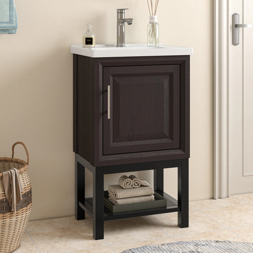 20" FBV24213 Freestanding Bathroom Vanity with Ceramic Top & Faucet-Muddy