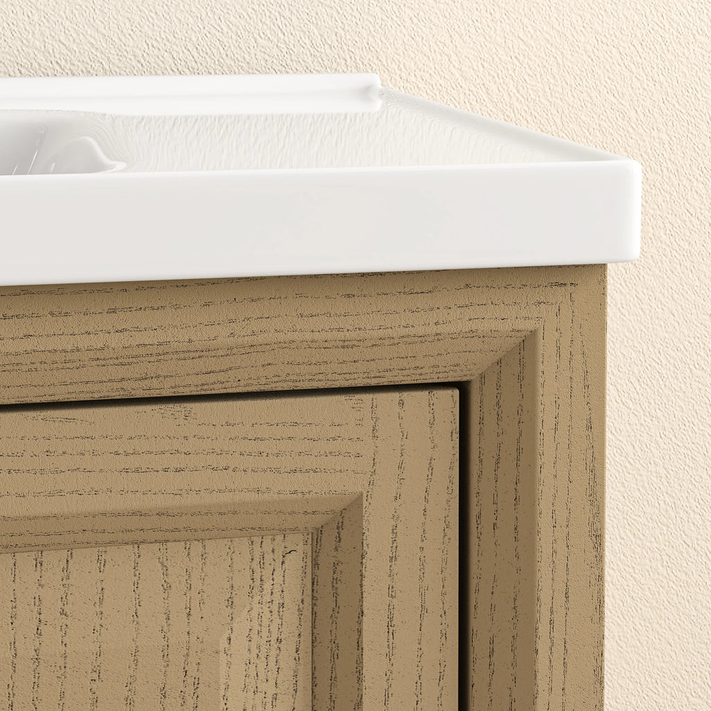 20" FBV24214 Freestanding Bathroom Vanity with Ceramic Top & Faucet-Brown