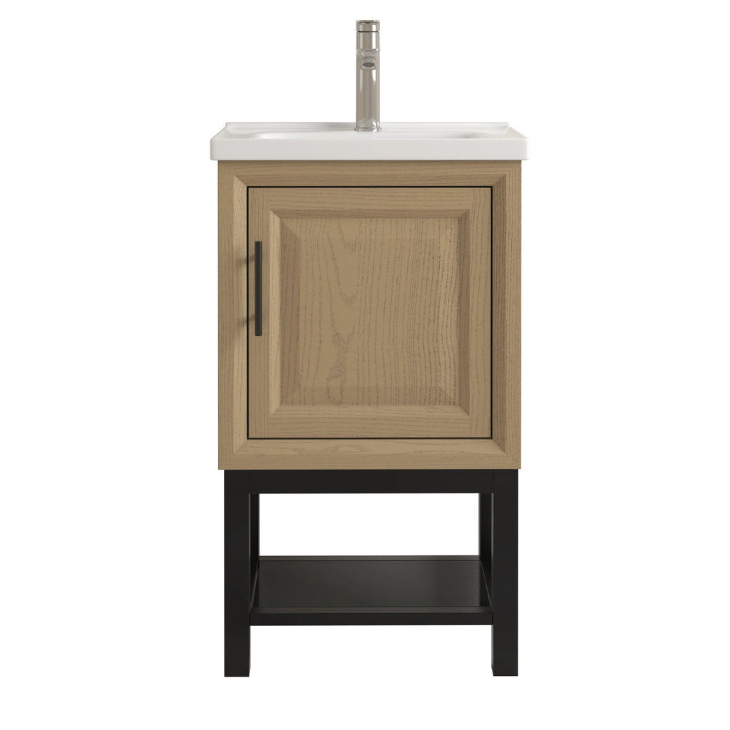 20" FBV24214 Freestanding Bathroom Vanity with Ceramic Top & Faucet-Brown