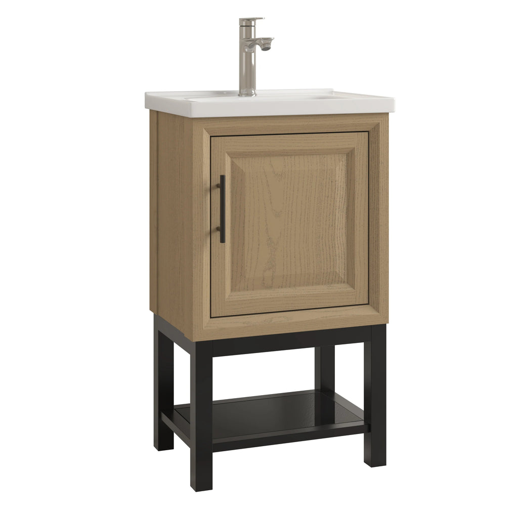 20" FBV24214 Freestanding Bathroom Vanity with Ceramic Top & Faucet-Brown