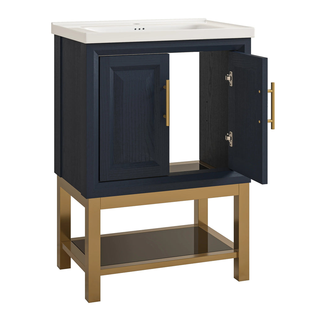 24" FBV24220 Freestanding Bathroom Vanity with Ceramic Top-Blue