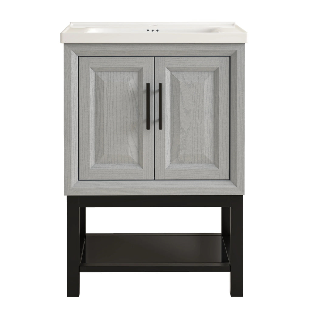 24" FBV24221 Freestanding Bathroom Vanity with Ceramic Top-Grey