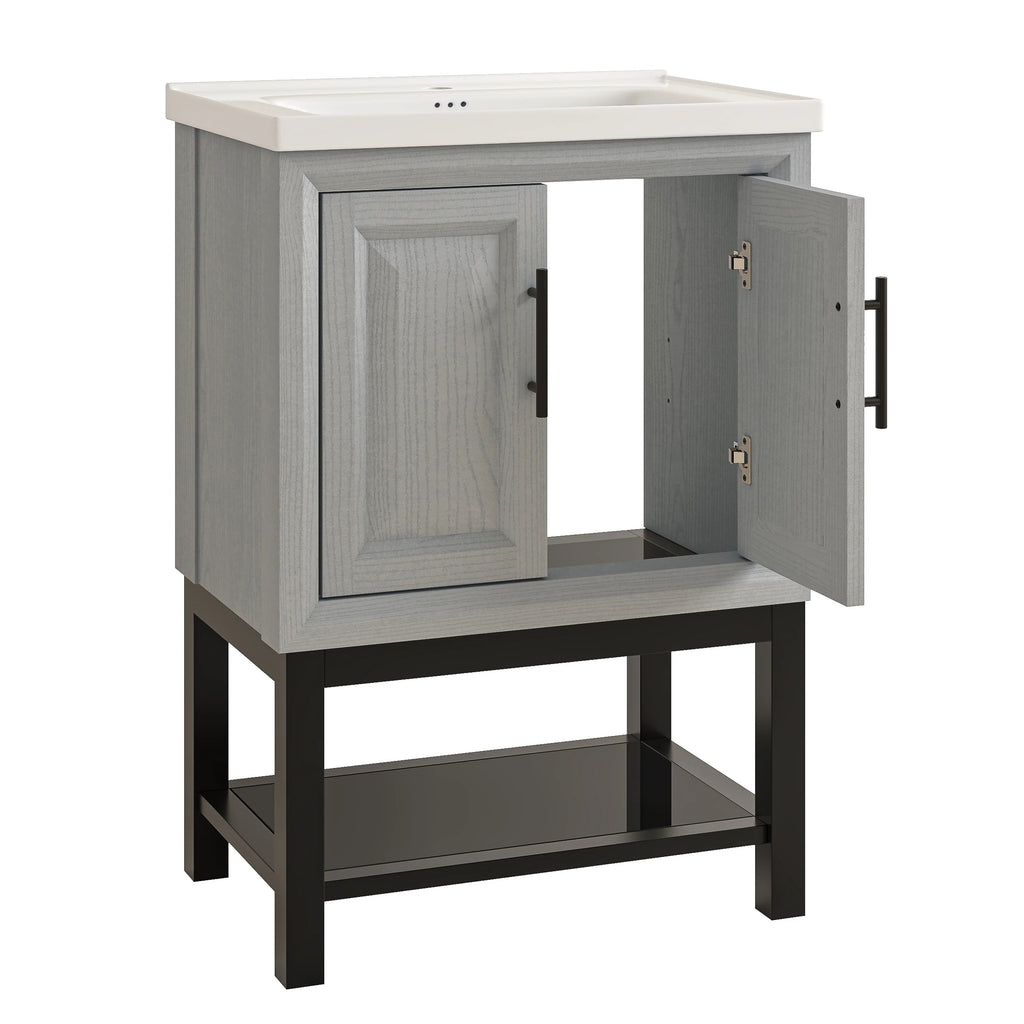 24" FBV24221 Freestanding Bathroom Vanity with Ceramic Top-Grey
