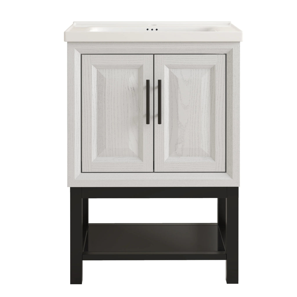 24" FBV24222 Freestanding Bathroom Vanity with Ceramic Top-White