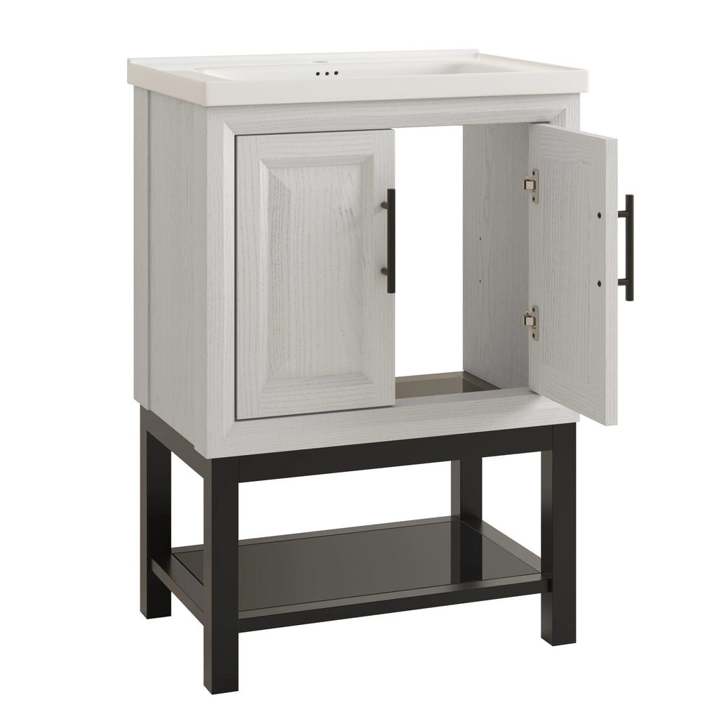 24" FBV24222 Freestanding Bathroom Vanity with Ceramic Top-White