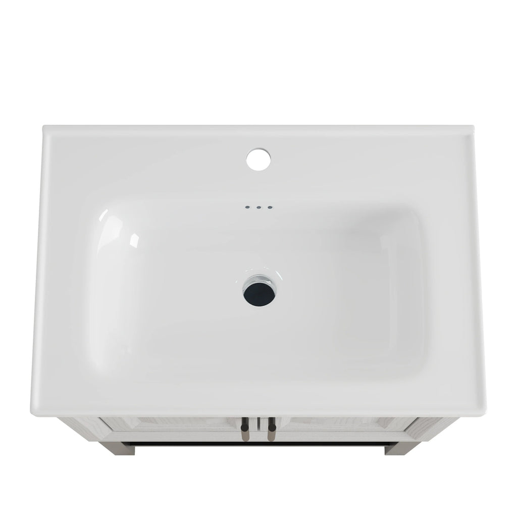 24" FBV24222 Freestanding Bathroom Vanity with Ceramic Top-White
