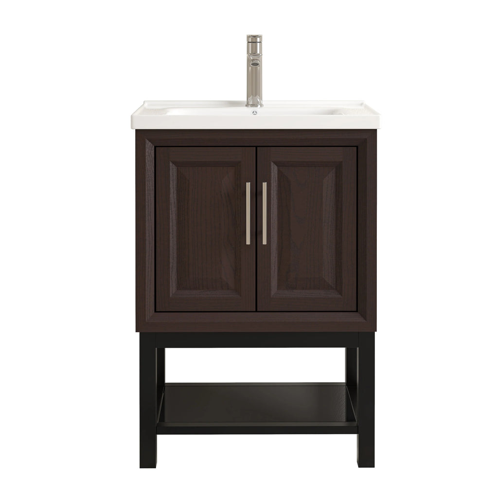 24" FBV24223 Freestanding Bathroom Vanity with Ceramic Top & Faucet-Muddy